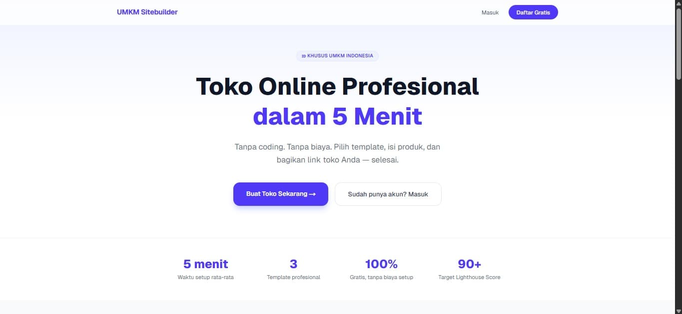 Screenshot UMKM Sitebuilder